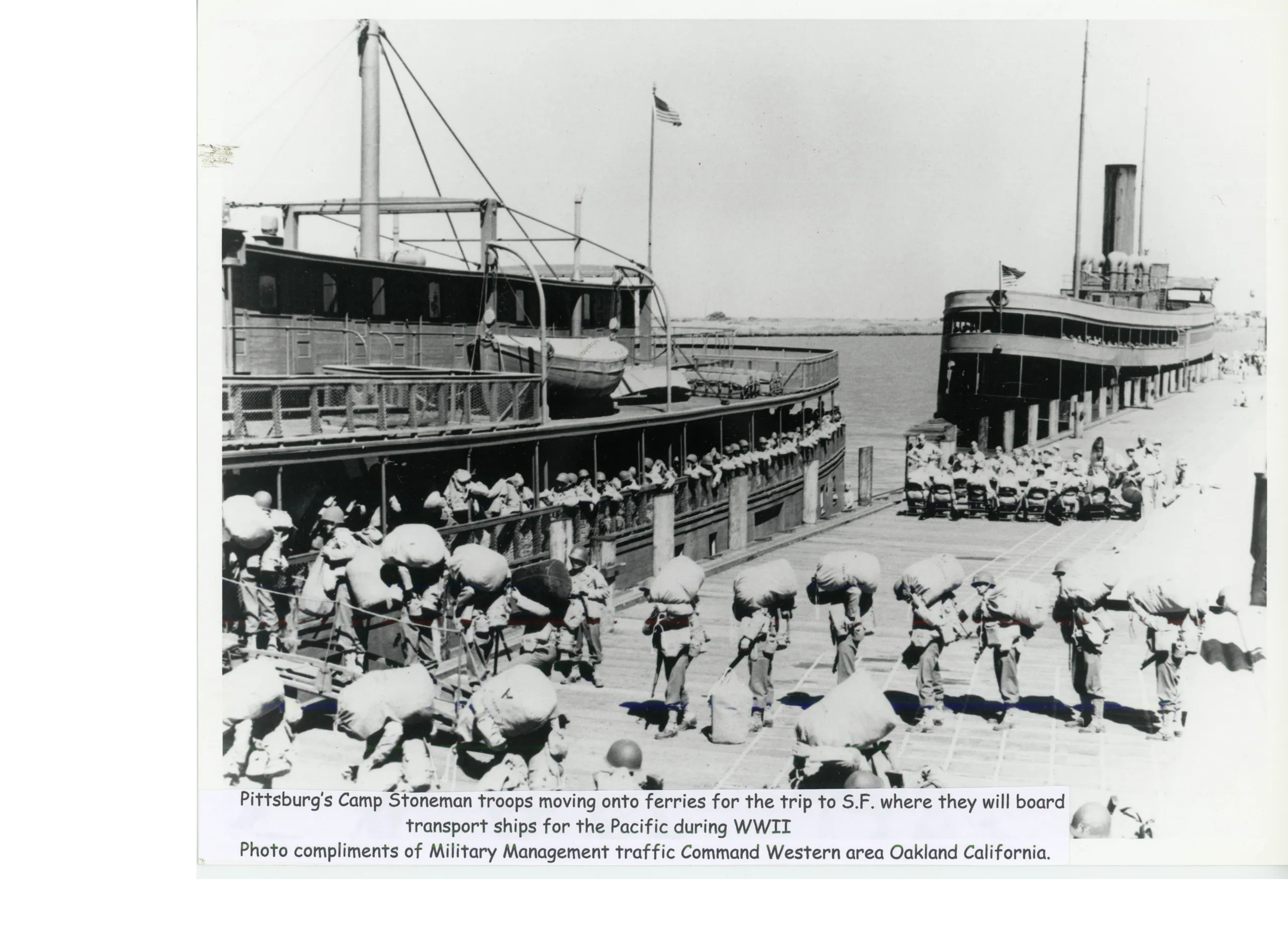 Camp Stoneman Army docks along E. 3rd St.